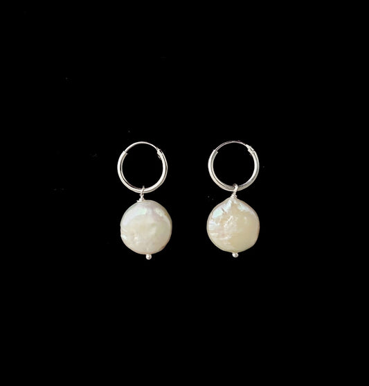 Earring Pearl Coin Aro 12mm