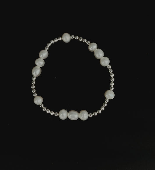 Bracelet Pearl  Elastic With Beads  Set
