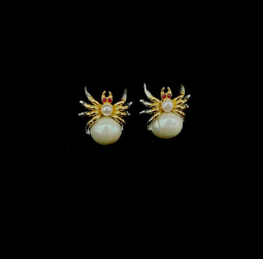 Earring Crab With Pearl Gold Plated