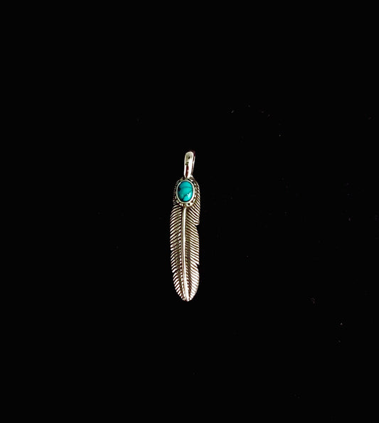 Pendant Feather Indian With Turquoise 3.5cm