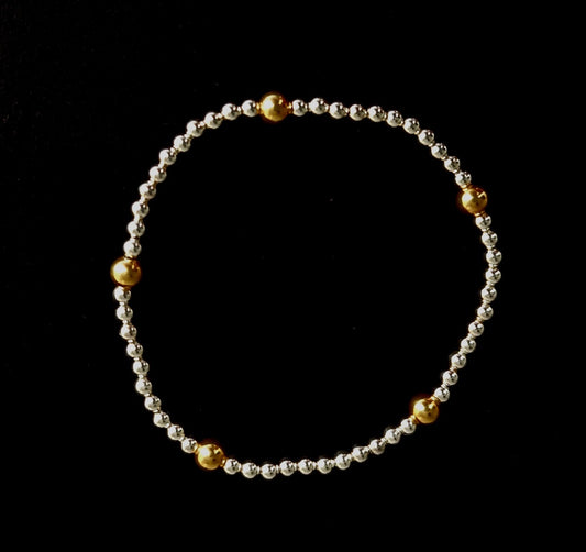 Bracelet Ball Elastic With Gold Plated 3-5mm