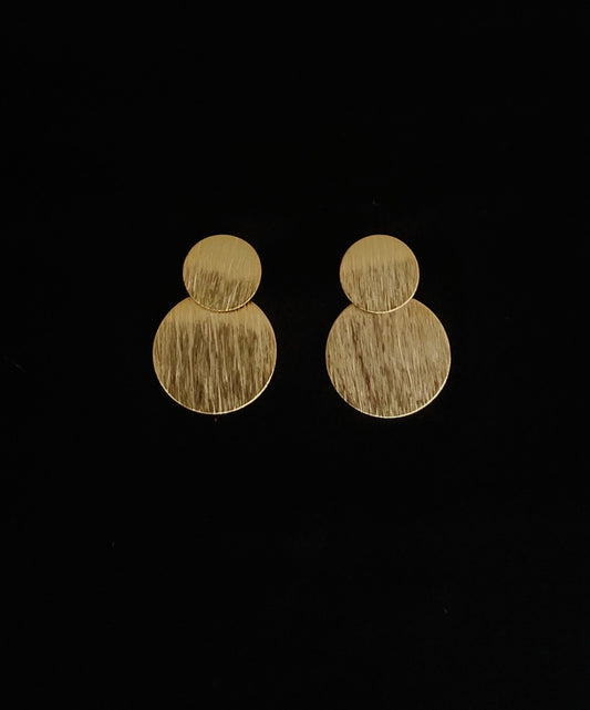 Earring Scratch Round 2 In 1 Gold Plated Stud