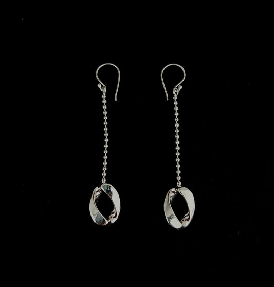 Earring O Abstract With Chain Ball 2mm