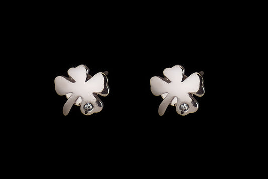 Earring Stud Clover with Stalk