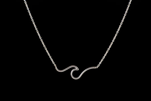 Necklace Wave with Chain - Bambu Silver Jewellry