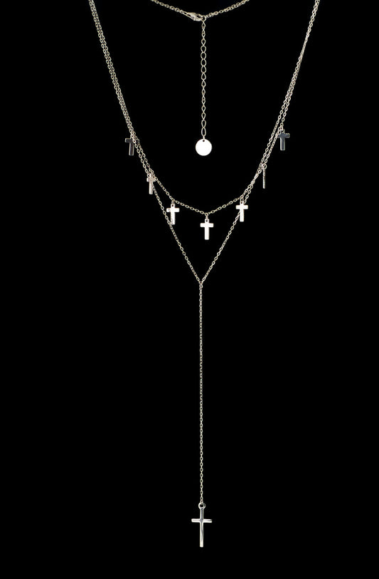 Necklace Cross Long Chain - Bambu Silver Jewellry