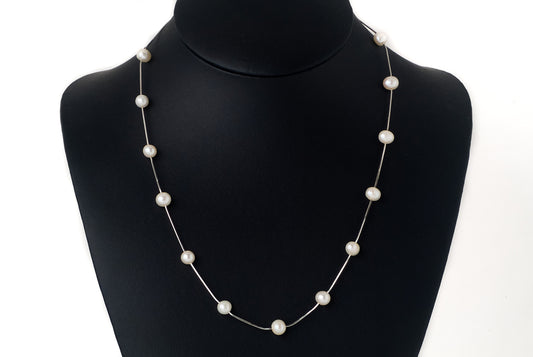 Necklace Pearl Step With Chain 5-6 mm