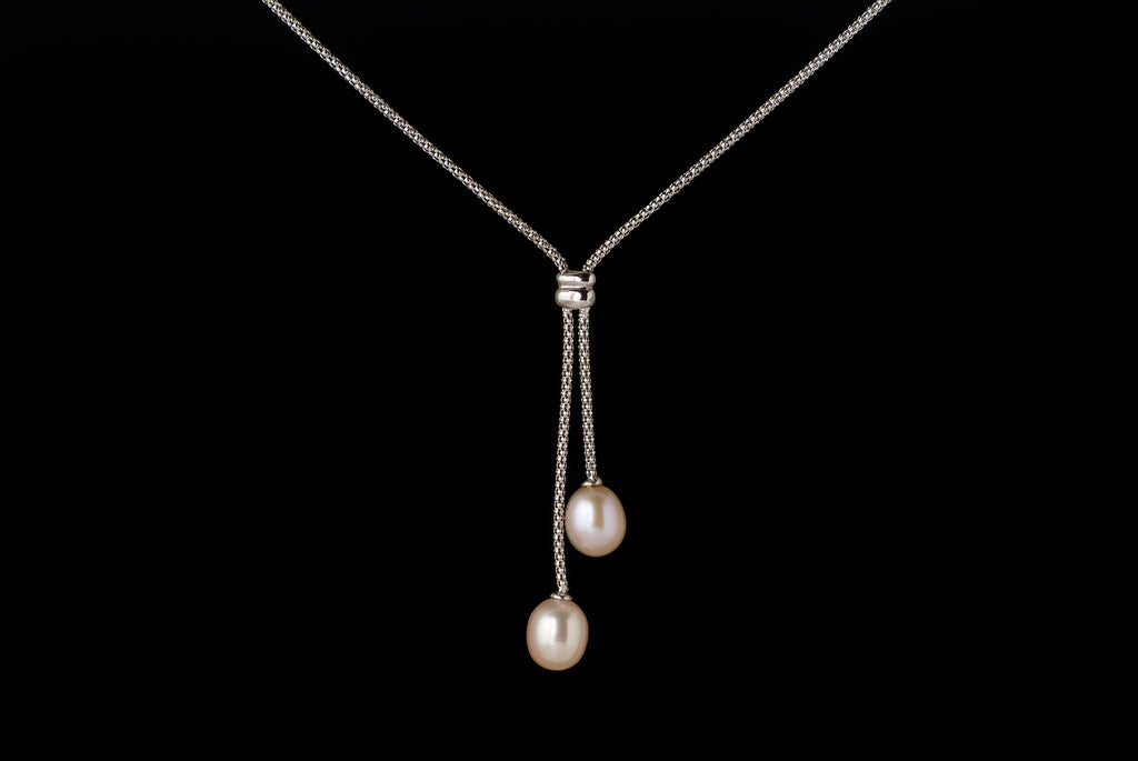 Necklace Pearl Drop with Chain 7-8mm - Bambu Silver Jewellry