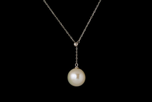 Necklace Pearl with Chain Adjustable 10-12mm - Bambu Silver Jewellry