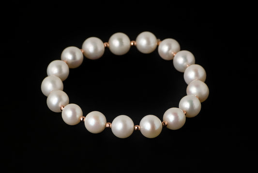 Bracelet Pearl Round Good 9-10mm - Bambu Silver Jewellry