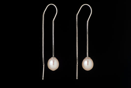 Earring Pearl Katy with Chain 8-9mm