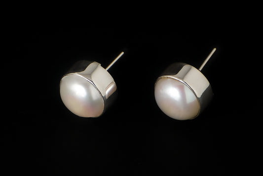 Earring Pearl Stud Basic with List 13-14mm
