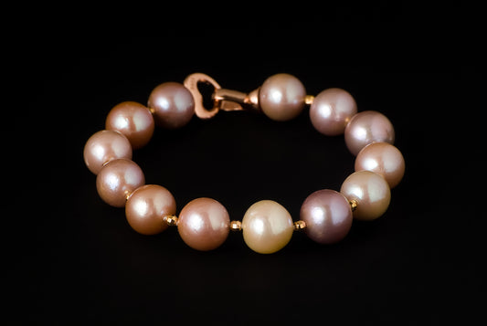 Bracelet Pearl Mix Colour with Beads 12-13mm - Bambu Silver Jewellry