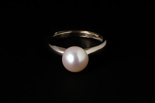 Ring Pearl Round Free Size 8mm