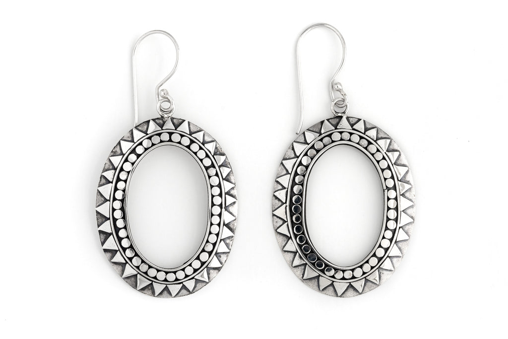 Earring Indian Oval 3.5 x 2,8cm - Bambu Silver Jewellry