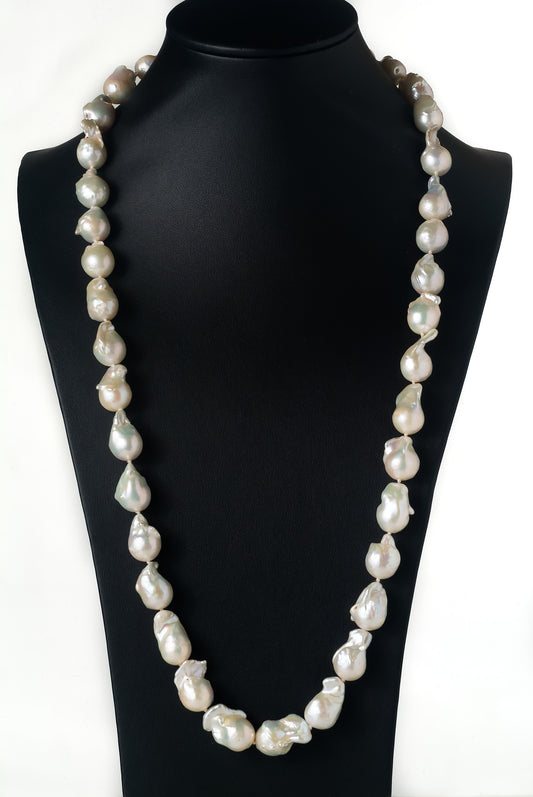 Necklace Pearl Baroque White Long 1,5-2.5 X 80cm