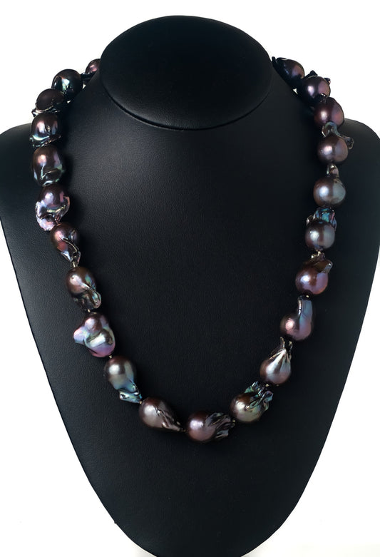 Necklace Pearl Baroque Dark Grey 45-50cm