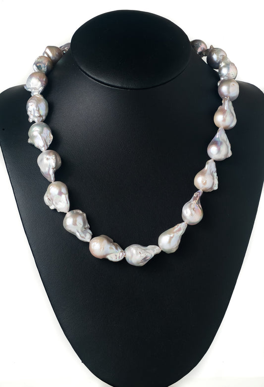 Necklace Pearl Baroque Grey Mix 2-2,5 X 50cm