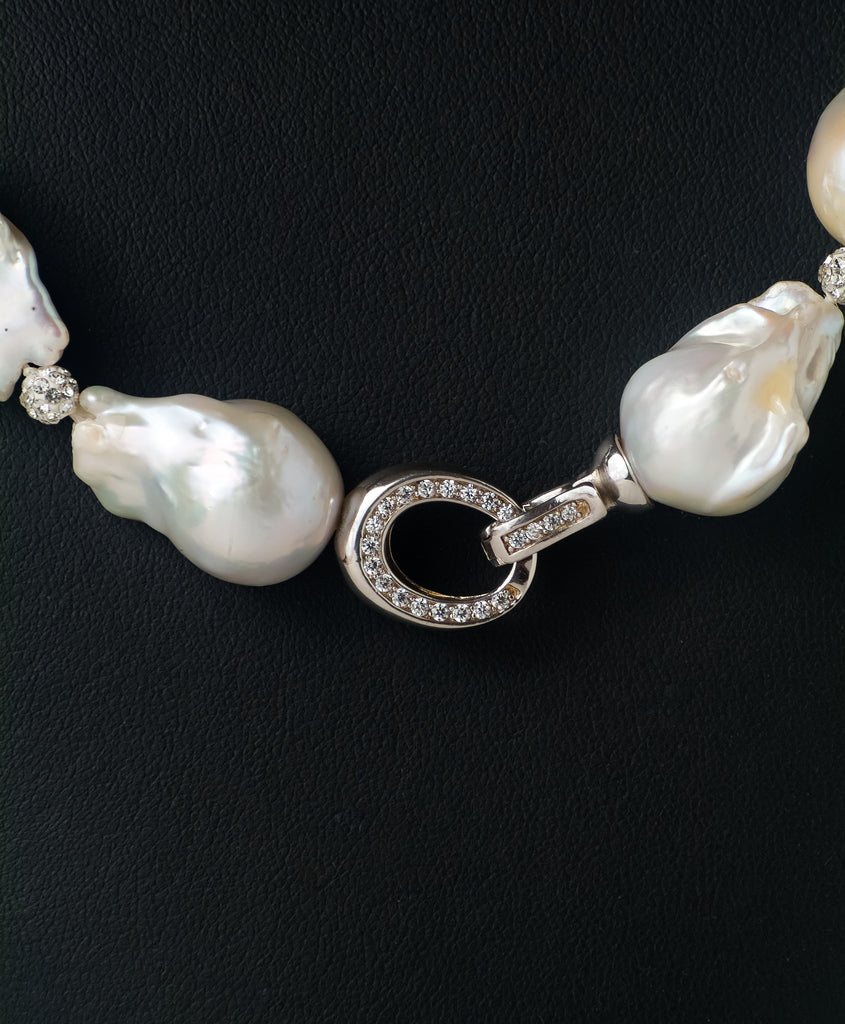 Necklace Pearl Baroque With Zircon Beads