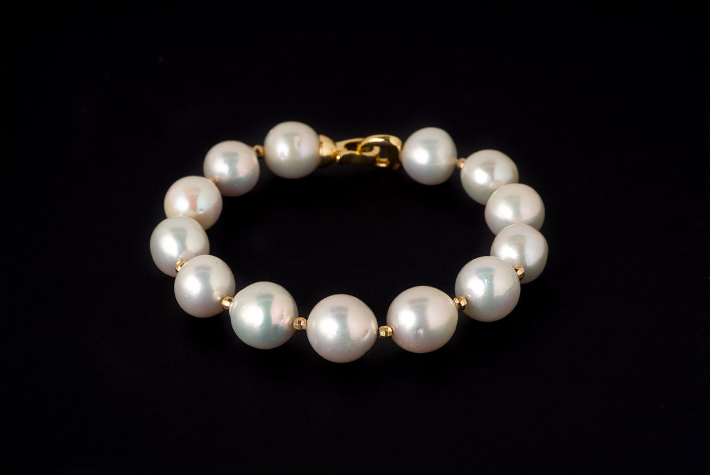 Necklace Pearl White Colour With Beads Set Bracelet 13-15mm
