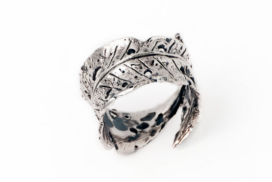 Ring Feather Abstract Nolvi Oxid - Bambu Silver Jewellry