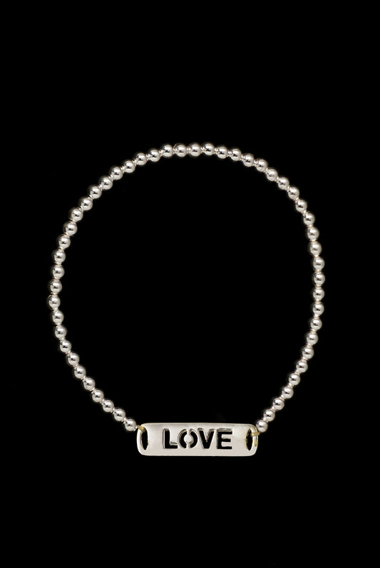 Bracelet Ball Elastic Love 3mm - Bambu Silver Jewellry