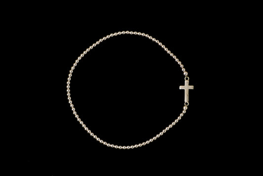 Bracelet Ball Elastic Cross 2mm - Bambu Silver Jewellry