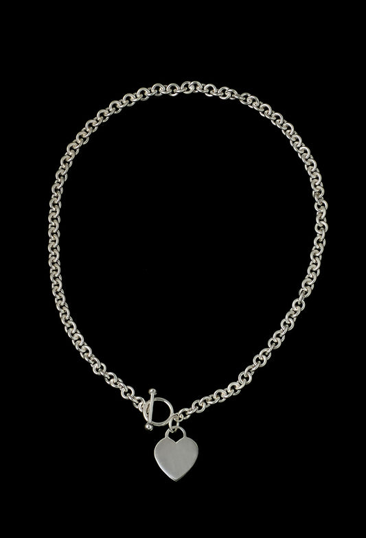 Necklace Chain with Heart Charm - Bambu Silver Jewellry