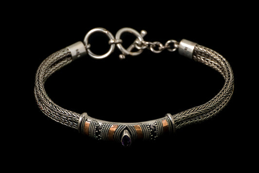 Bracelet Silver Gold with Stone - Bambu Silver Jewellry