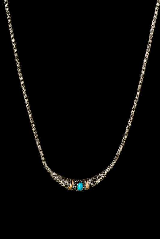 Necklace Silver Gold with Stone - Bambu Silver Jewellry