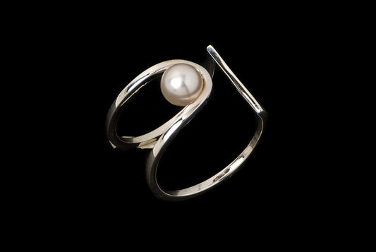 Ring Pearl Small 2 Lines - Bambu Silver Jewellry
