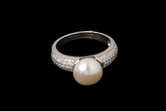 Ring Pearl with Zircon Jun - Bambu Silver Jewellry