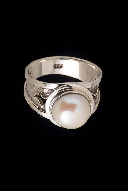 Ring Pearl Hammer Oxid