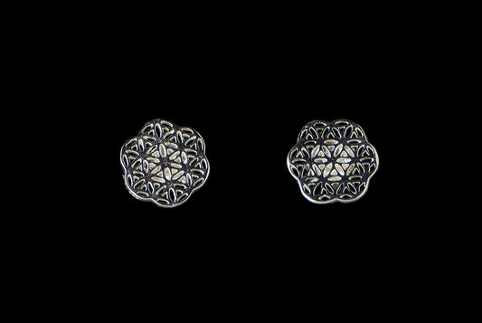 Earring Stud Flower Of Life 9mm - Bambu Silver Jewellry