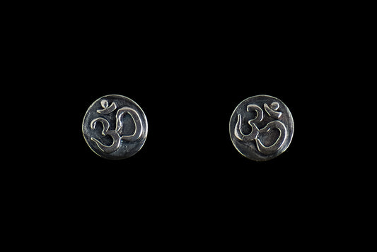 Earring Stud Om India Round 8mm - Bambu Silver Jewellry