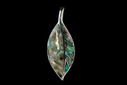 Pendant Leaf With Abalony,White Shell 6.6 X 2.5cm