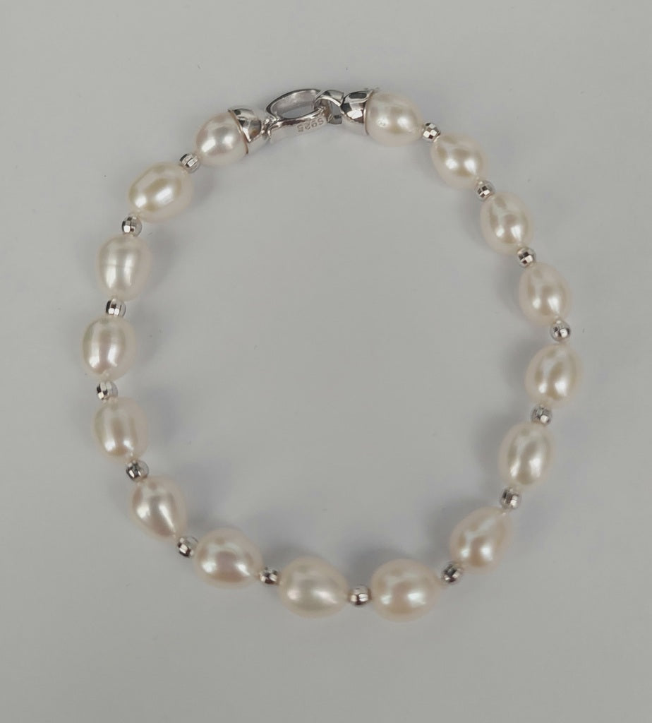 Bracelet Pearl Oval With Beads 6-7mm
