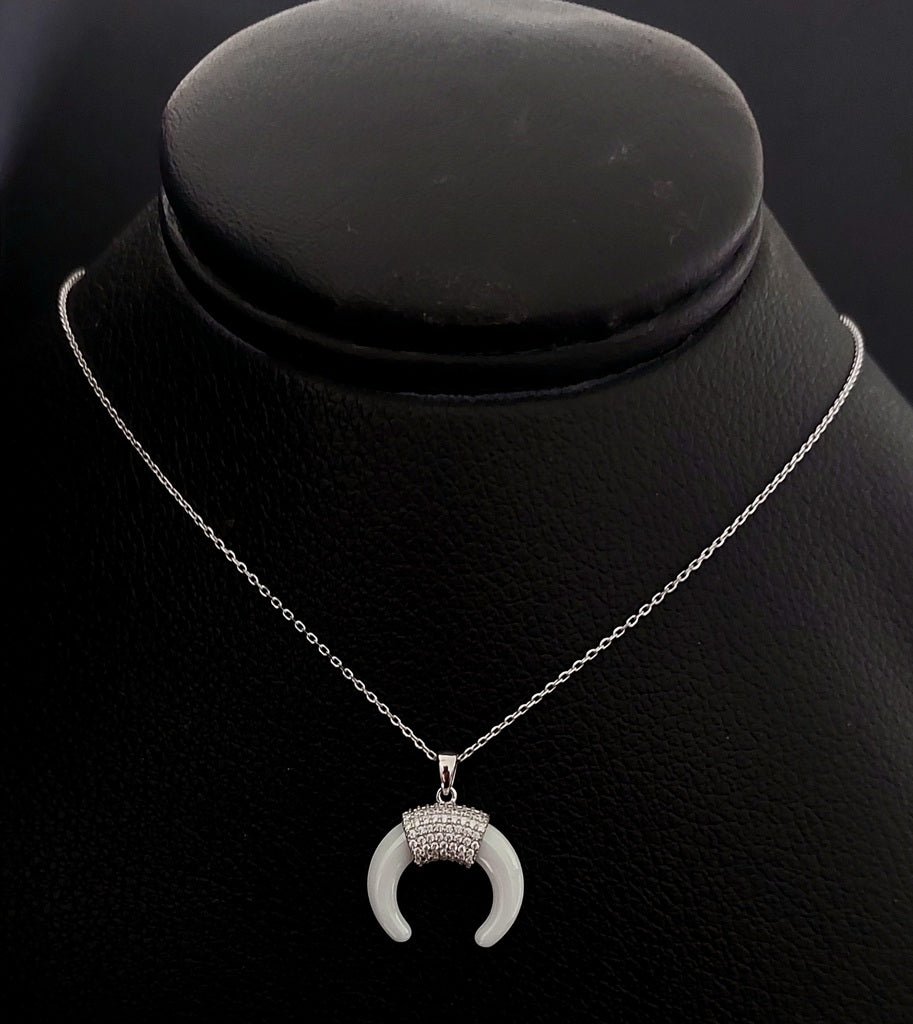 Necklace Double Horn Zircon With Chain