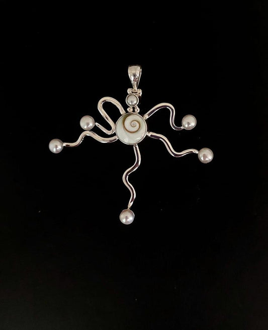 Pendant Pearl Abstract  With Shiva Eyes