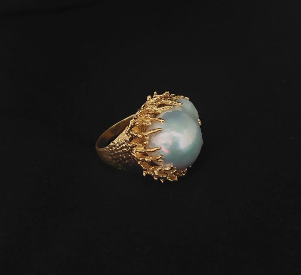 Ring Pearl Baroque Coral