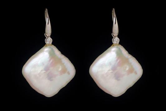 Earring Pearl Square Abstract 2cm