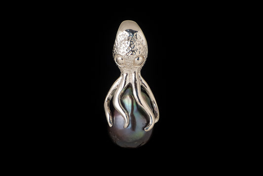 Pendant Pearl Octopus With Baroque 3.5 X 1.5cm - Bambu Silver Jewellry