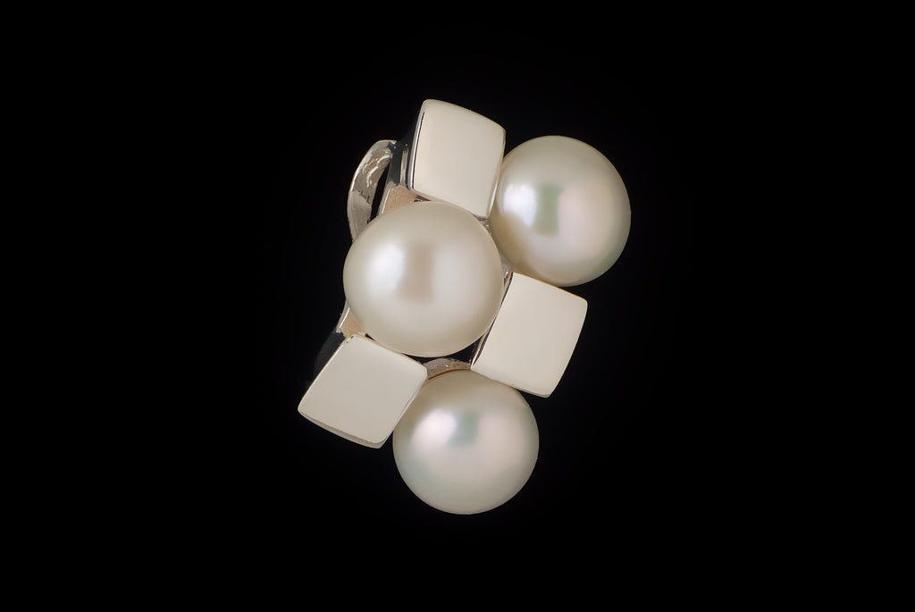Pendant 3 Pearl 3 Squere Set 2.5 X 1.5cm - Bambu Silver Jewellry