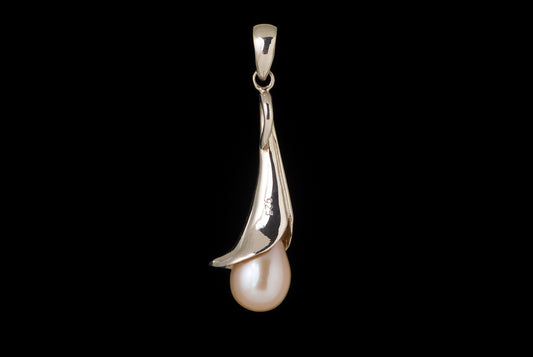Pendant Pearl Lily / Tulip Small 7-8mm X 3cm - Bambu Silver Jewellry