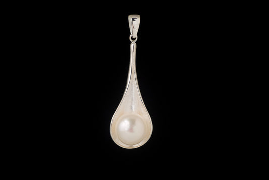 Pendant Pearl Leaf 3.5 X 1.7cm - Bambu Silver Jewellry