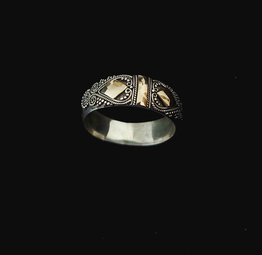 Ring Silver Gold With 2 Heart Decor