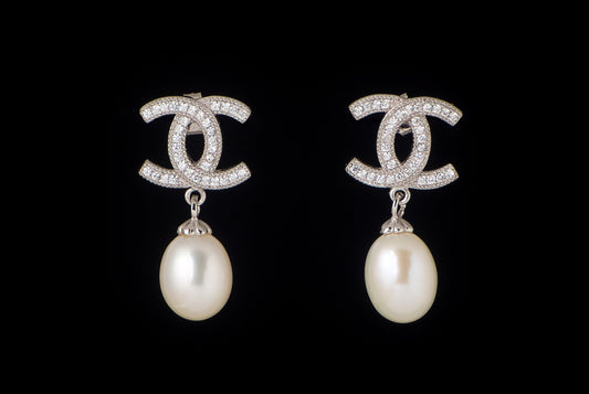 Earring Pearl Channel Zircon 12mm