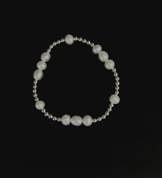 Bracelet Pearl Elastic With Beads Set