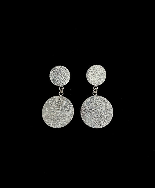 Earring Round 2 In 1 Matt 23 Silver