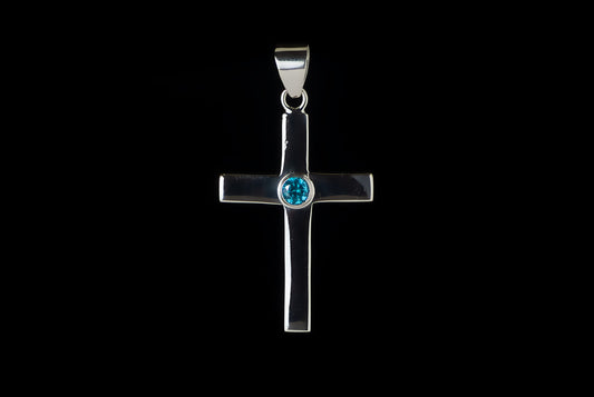 Pendant Cross Flat With Stone 3 x 2cm